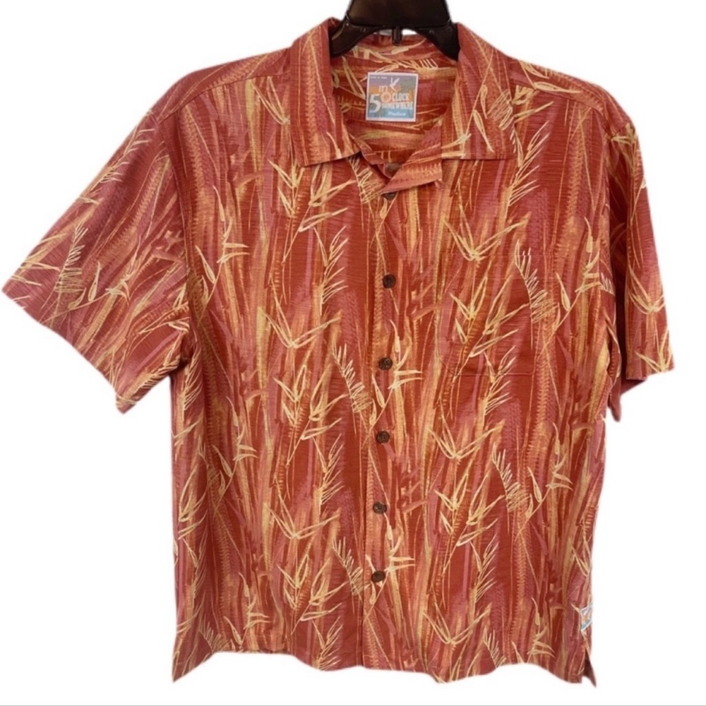 It’s 5 O’Clock Somewhere Margaritaville 100% Silk Hawaiian Shirt M Bamboo